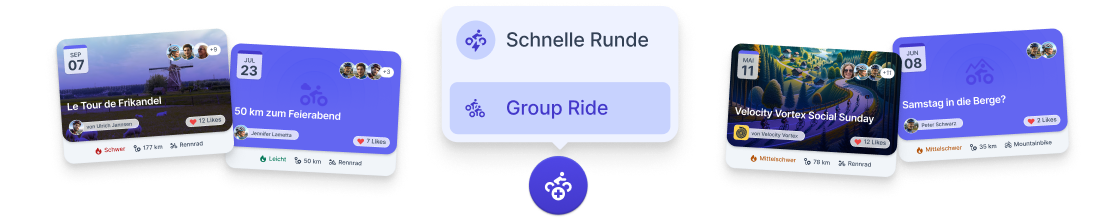 Vorschau der verschiedenen RideCards
