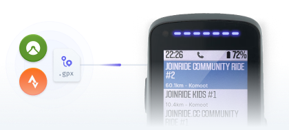 Darstellung der Routen von Komoot und Strava, die auf einen Wahoo Computer geladen werden