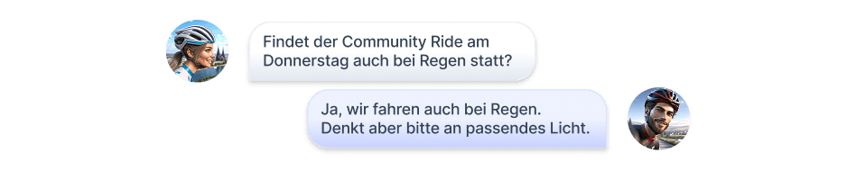 Ride-Chat mit Nachrichten und Routenvorschlägen